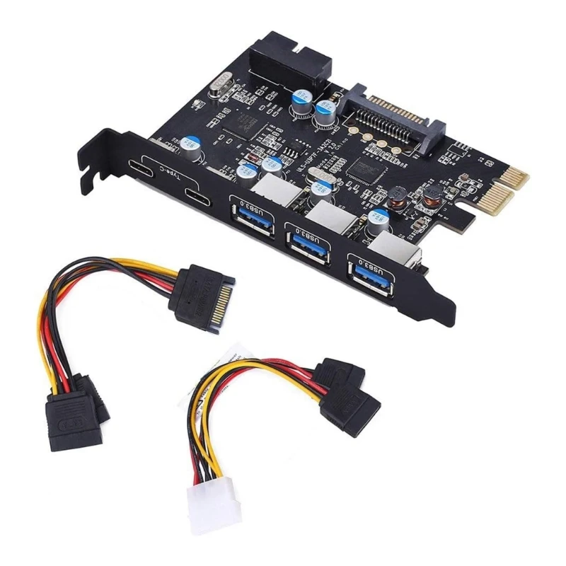 

5-портовый USB 3.0 PCI-Express адаптер, Type-C PCI-E расширения PCIE 5 Гбит/с, высокопроизводительный PCIE удлинитель для настольного ПК