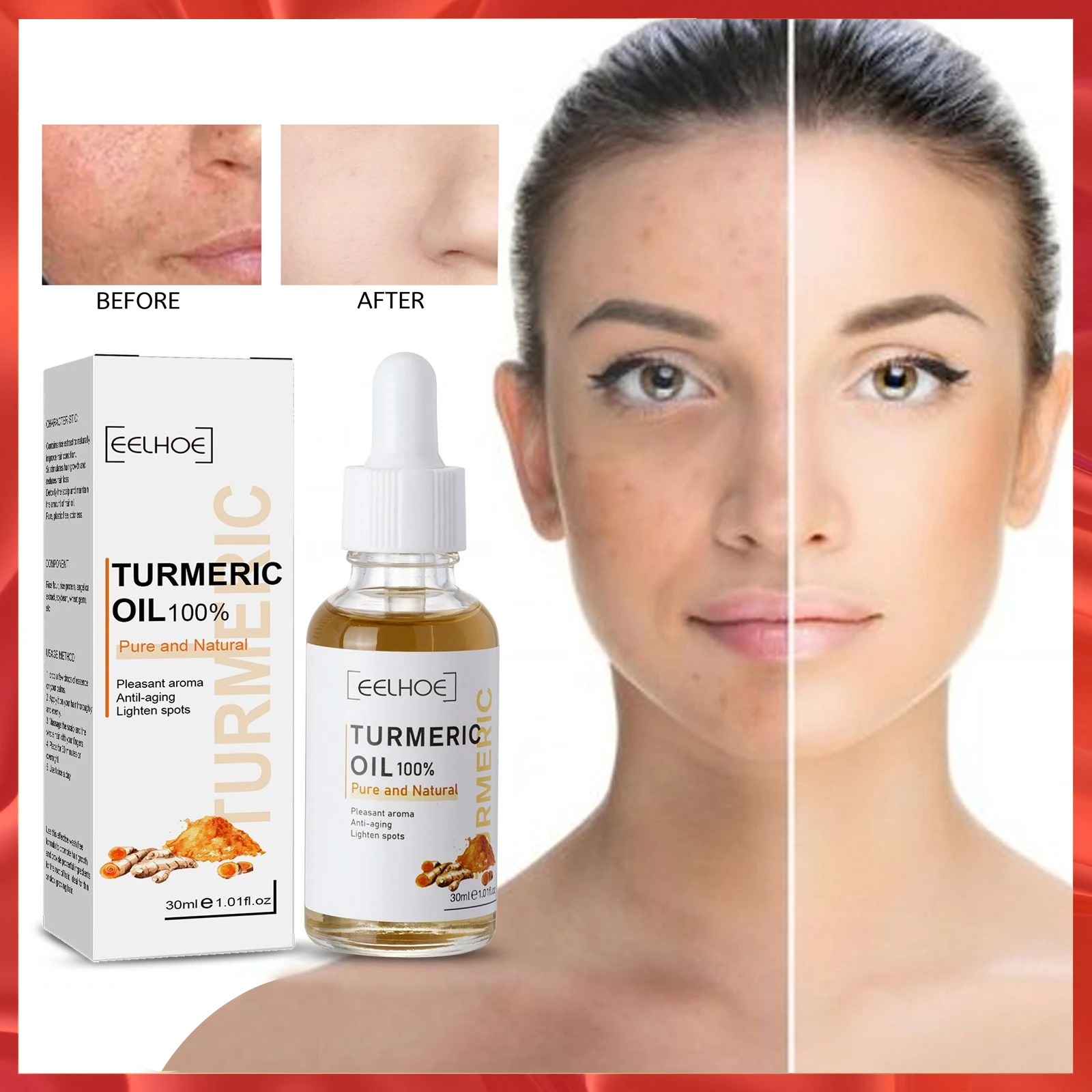 

Turmeric Lemon Oil Repair Black Spot Anti-aging Fade Fine Lines Wrinkles Lightening Acne Dark Moisturizing Whitening Face Serum