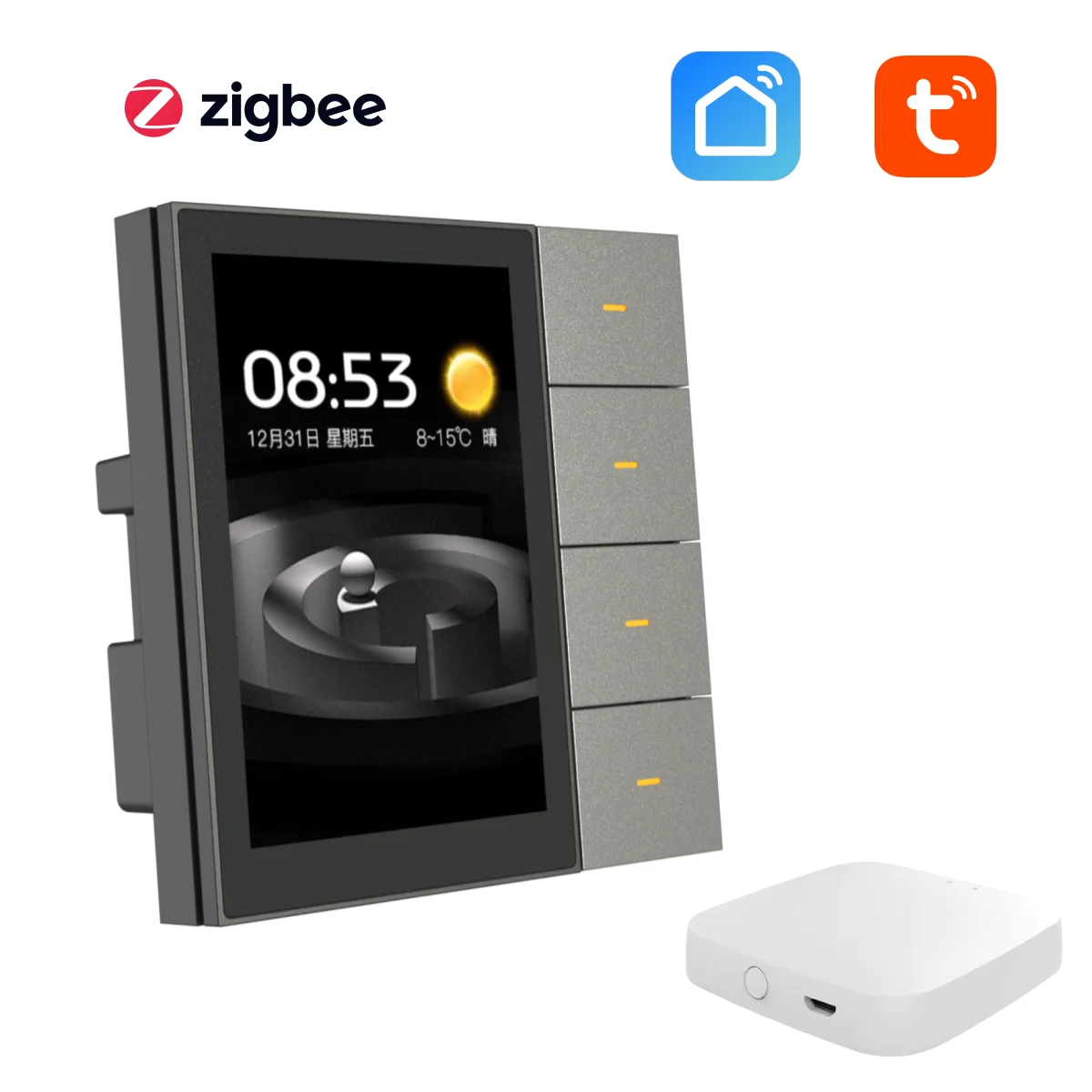 Фото F3-pro Tuya Умная центральная панель управления Настенный переключатель ZigBee Домашняя автоматизация Беспроводная система управления освещением №2
