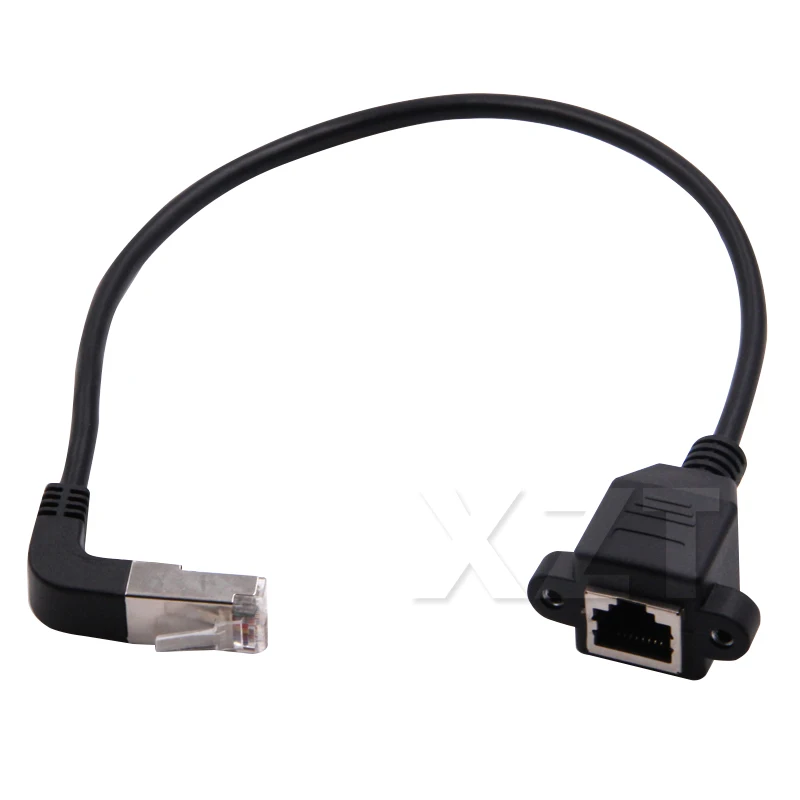 RJ45 адаптер «Папа-мама» 90 градусов угол Cat 5e RJ45 Lan Ethernet сетевой разъем Удлинительный кабель винтовой порт 0,3/0,6/1/1.5 м