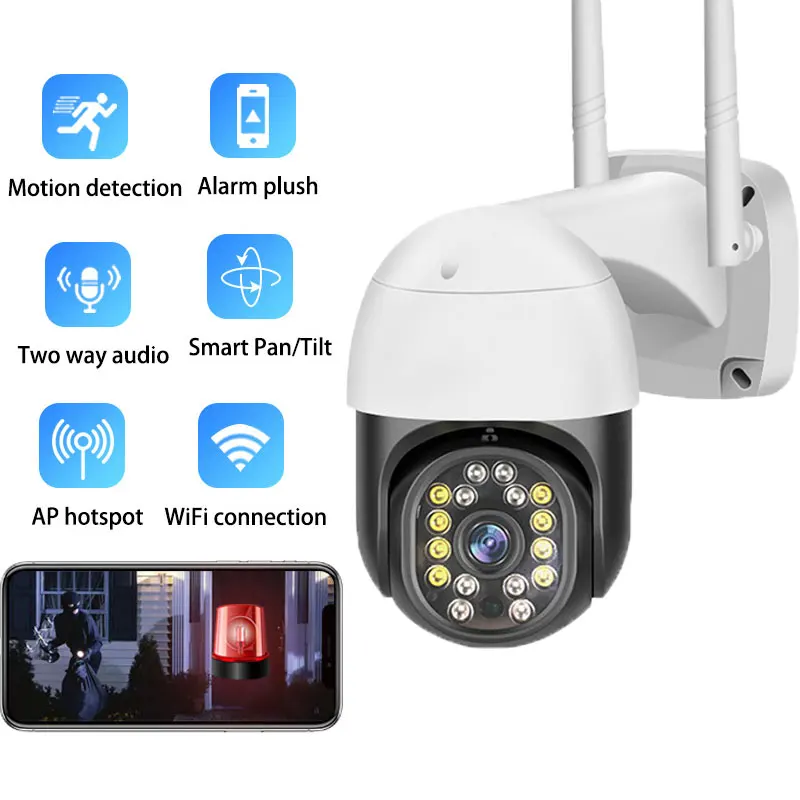 

Беспроводная купольная камера видеонаблюдения, 2 МП, Wi-Fi, двухсторонняя, с функцией автослежения, точка доступа, Ptz, для улицы