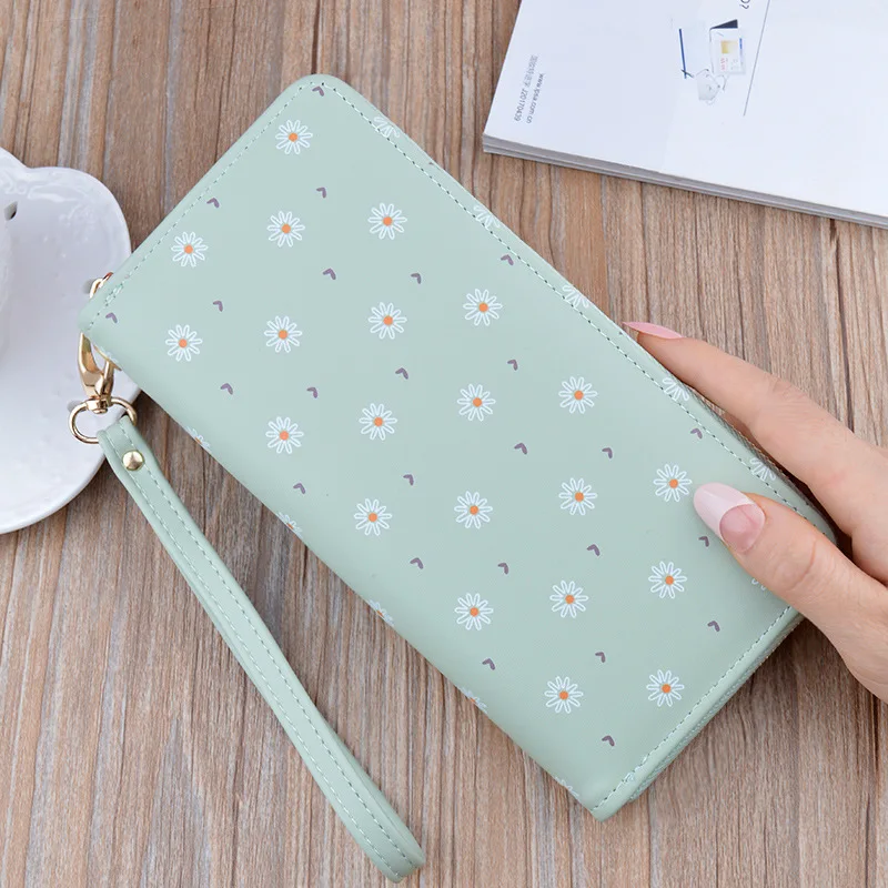 Floral  Fresh and Cute Wallets Womens Purses and Handbags Chrysanthemum Card Holder Mobile Phone Money Bag Cумочка женская