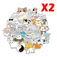 100pcs cute cat stickers pvc kawaii kitty cartoon beverage decal sticker for girl diy laptop stationery water bottle stickers