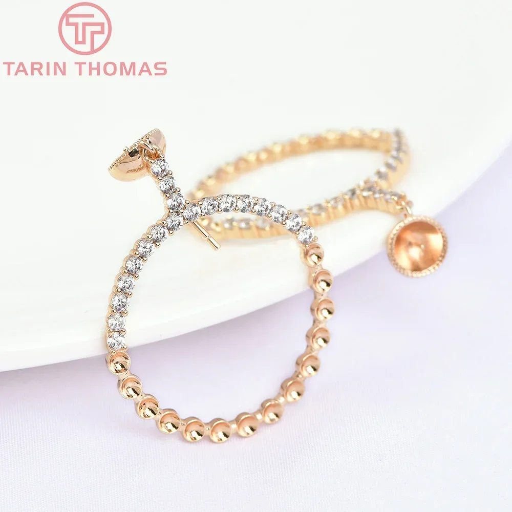 (5916) 2 шт. 7 мм 27 5 24-каратное золото латунь с цирконом круглые серьги-гвоздики