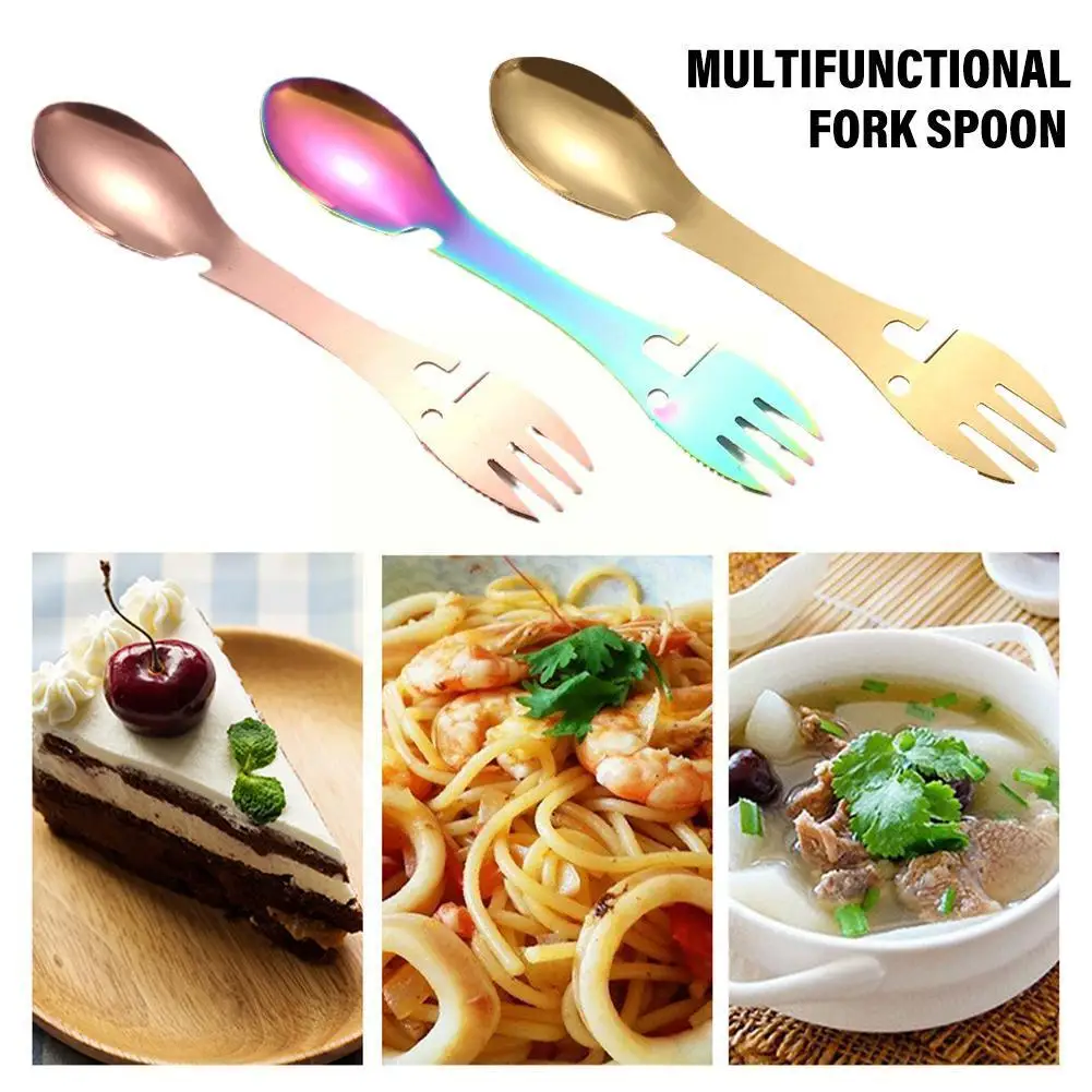 

1pcs Tableware Spoon Can Opener Flatware Portable Bottle Cutlery Stainless Camp Steel Fork Spork Utensil Picnic Multitool Z6a1