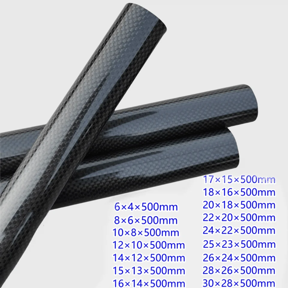 

2PC 3K Plain weave glossy carbon fiber tube length 500mm carbon tube drone accessories high quality carbon fiber round tube