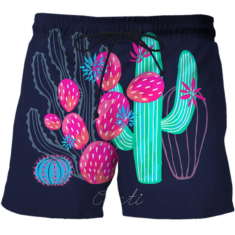 2022 new Cartoon cactus men's shorts fashion harajuku print man swimsuit casual shorts male female beach short pants swim shorts