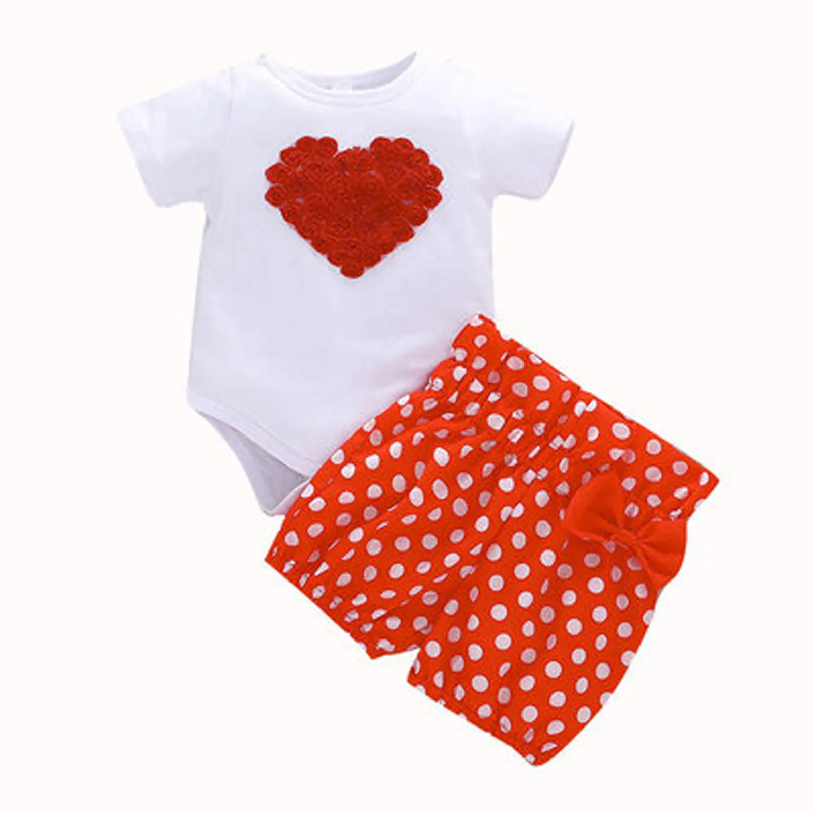 

Set Polka Girls T Love Dot Tops Bow Outfits Baby Infant Shorts Newborn shirt Girls Outfits&Set girl sets winter