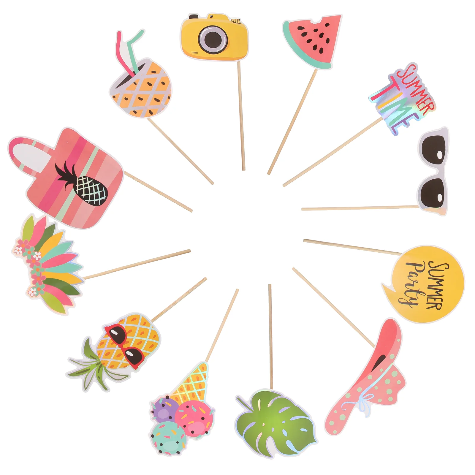 

24Pcs Hawaiian Style Hand Hold Photo Props Decors Chic Photo Props Picture Props
