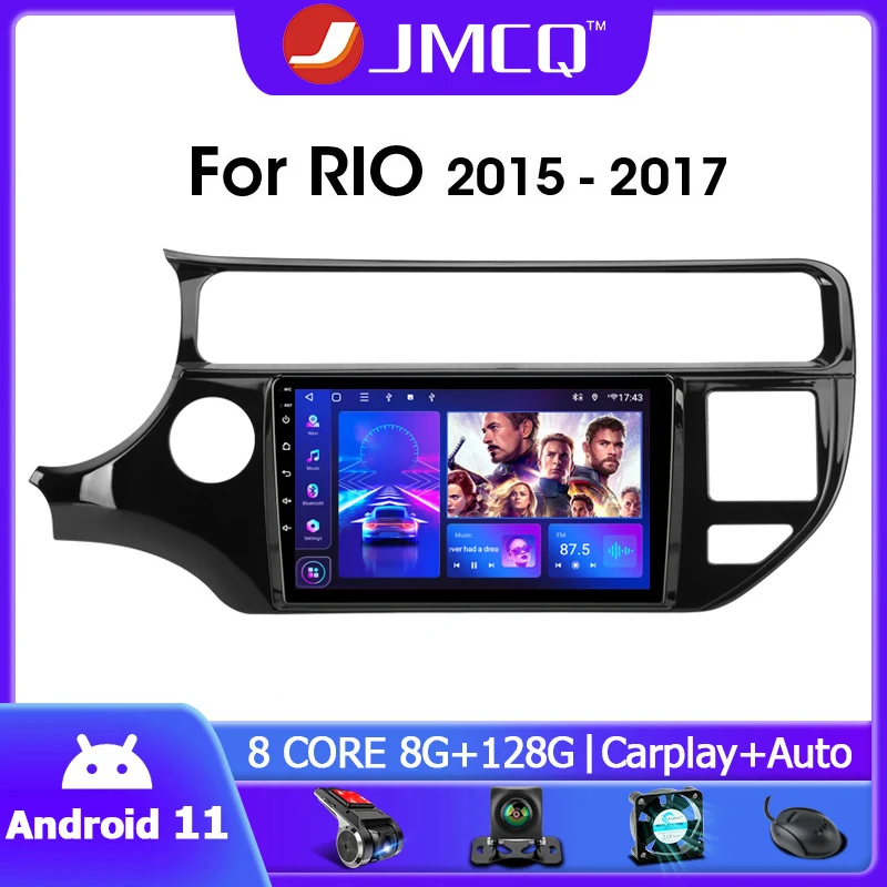 

Автомагнитола JMCQ 4G Carplay DSP RDS 2 din Android 11,0, мультимедийный видеоплеер, навигатор GPS ДЛЯ KIA K3 RIO 2015-2017 с рамкой