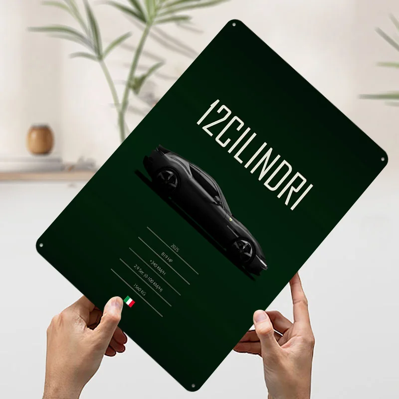 Фото 2025 спортивный автомобиль 12 цилиндри печатный постер индивидуальное настенное искусство ретро винтажные металлические жестяные знаки для украшения дома гаражный дом №3