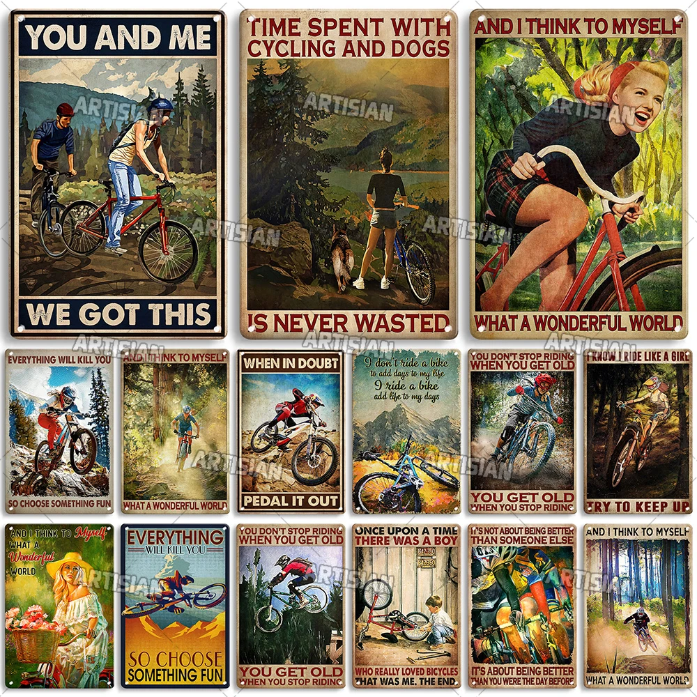 

ARTISIAN Vintage Cycling Metal Poster Weathered Sport Metal Tin Sign Decorative Plate Man Cave Home Club Wall Decor Metal Plaque