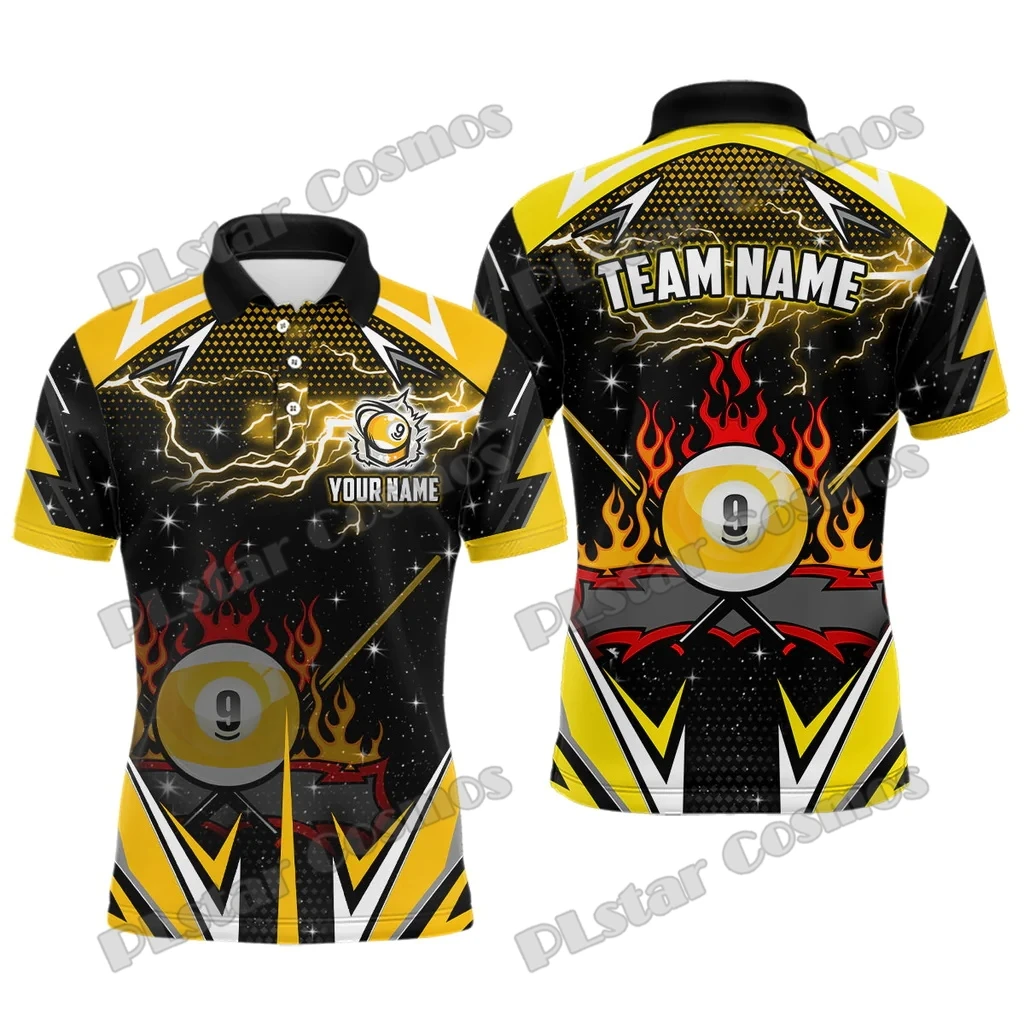 PLstar Cosmos 9-шарный бассейн бильярдный огонь мужская рубашка поло с