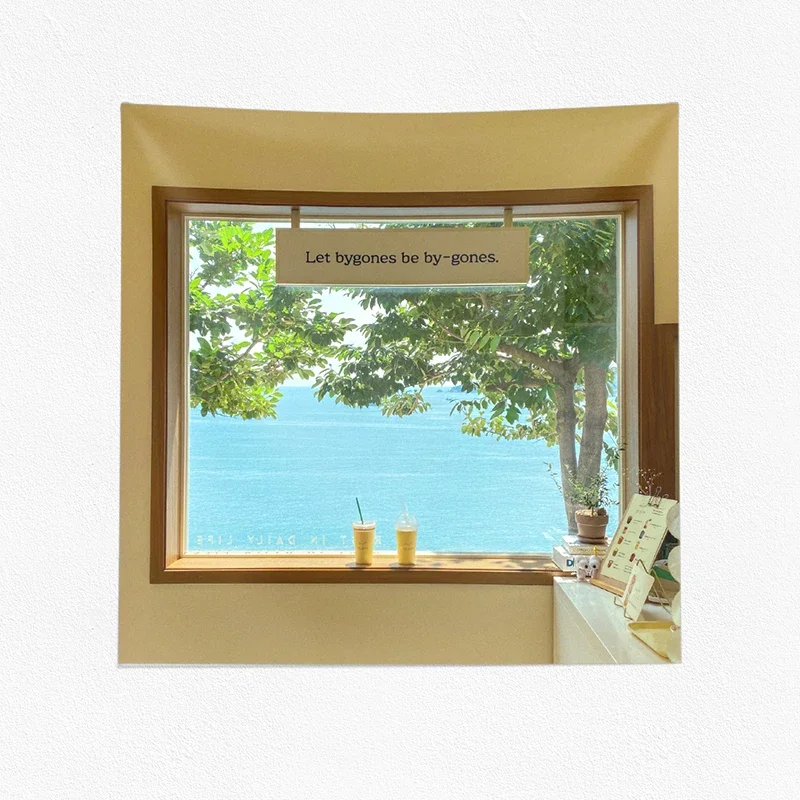 Картина для окон с видом на море декоративная подвесная ткань декора комнаты