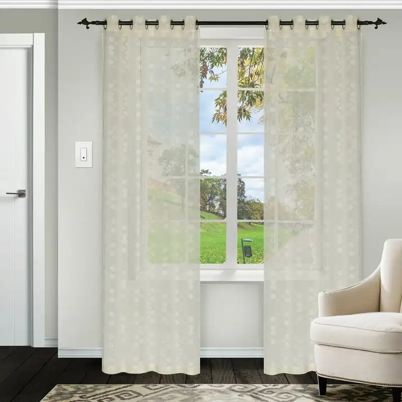 

Textured Sheer Curtain Set of 2 with Grommet Header, Linen