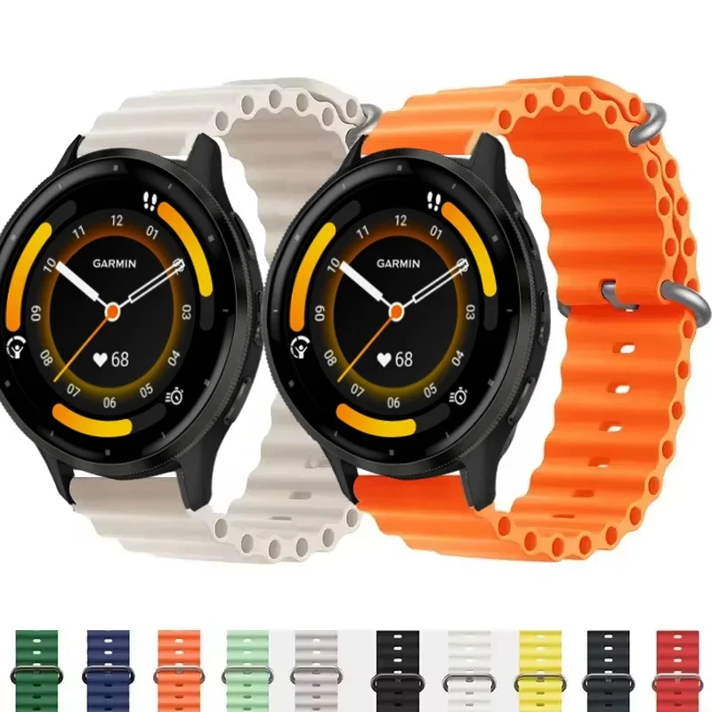 Силиконовый ремешок 20 мм 22 для Garmin Vivoactive 3 4 5 Band Watch Venu 2 SQ Forerunner 645 245 Браслет Ocean