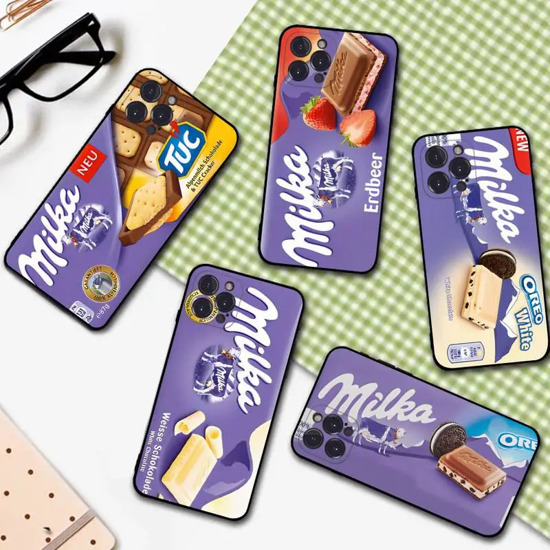 

Chocolate Milka Box Phone Case For iPhone 14 13 12 Mini 11 Pro XS Max X XR SE 6 7 8 Plus Soft Silicone Cover