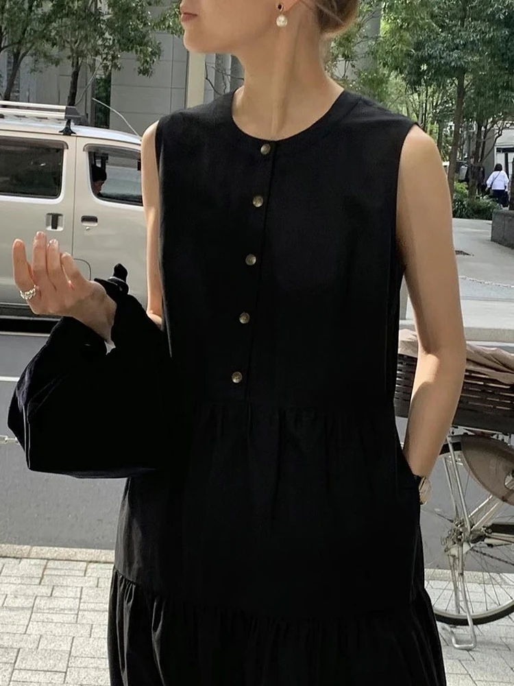 Лето 2023 новинка Южная Корея Dongdaemun Ounce жилет без рукавов с круглым вырезом и