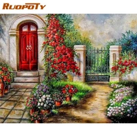 ruopoty oil painting by numbers frame canvas painting house scenery number painting wall art gift picture drawing for adults