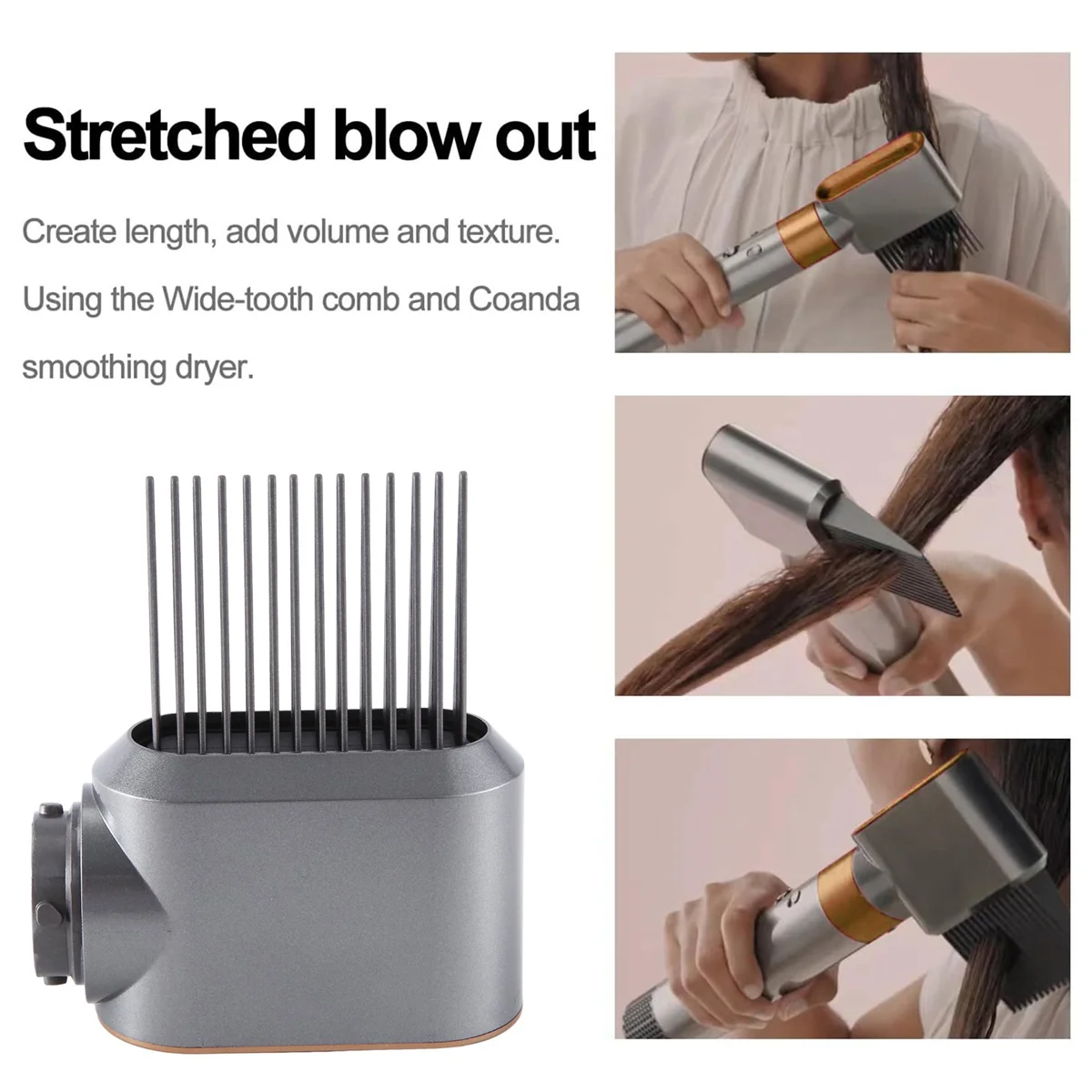 Насадка для укладки с расческой широкими зубьями Dyson Airwrap HS01 HS05 вьющихся и гладких