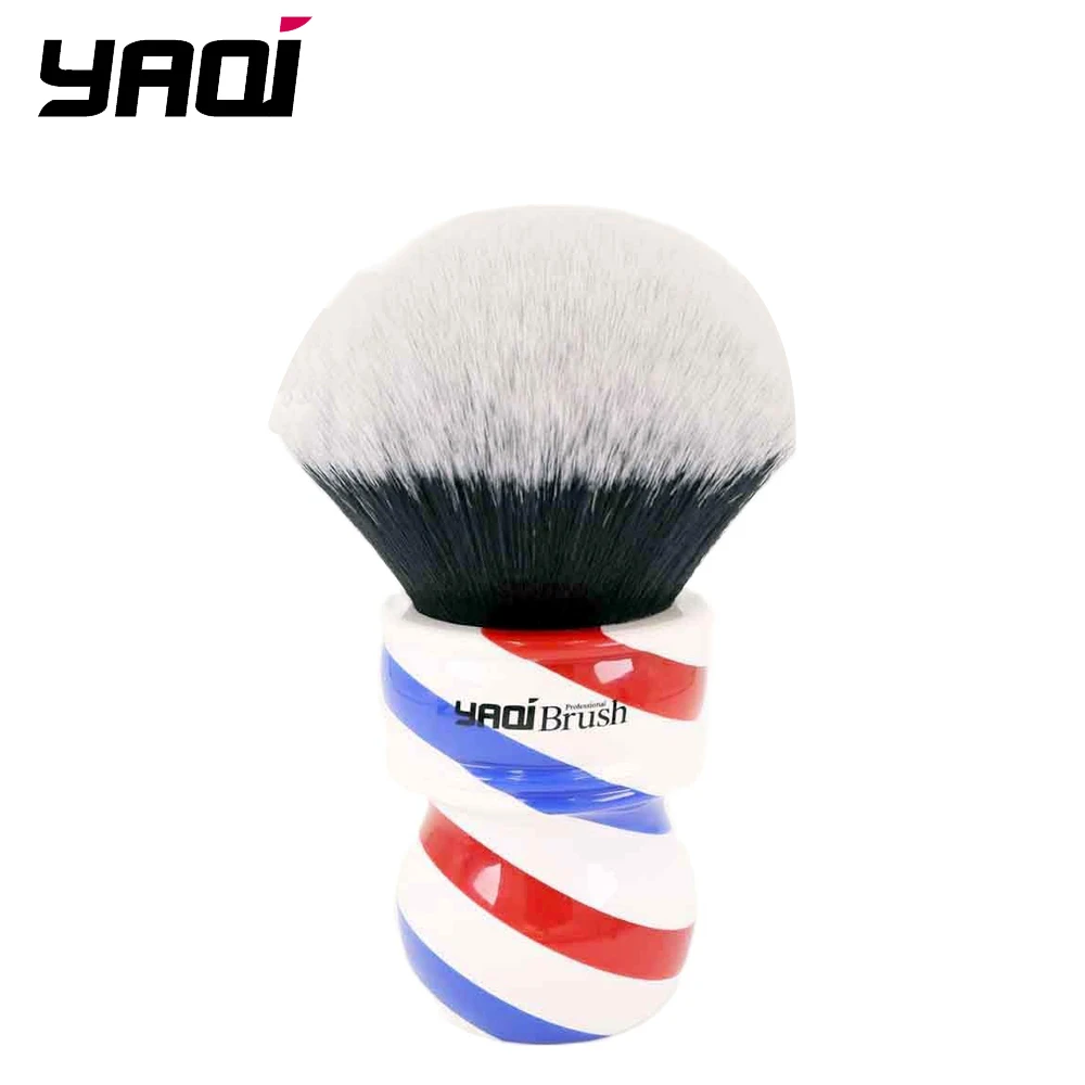 YAQI 75mm Monster Tuxedo Shaving Brush With Barber Pole Handle