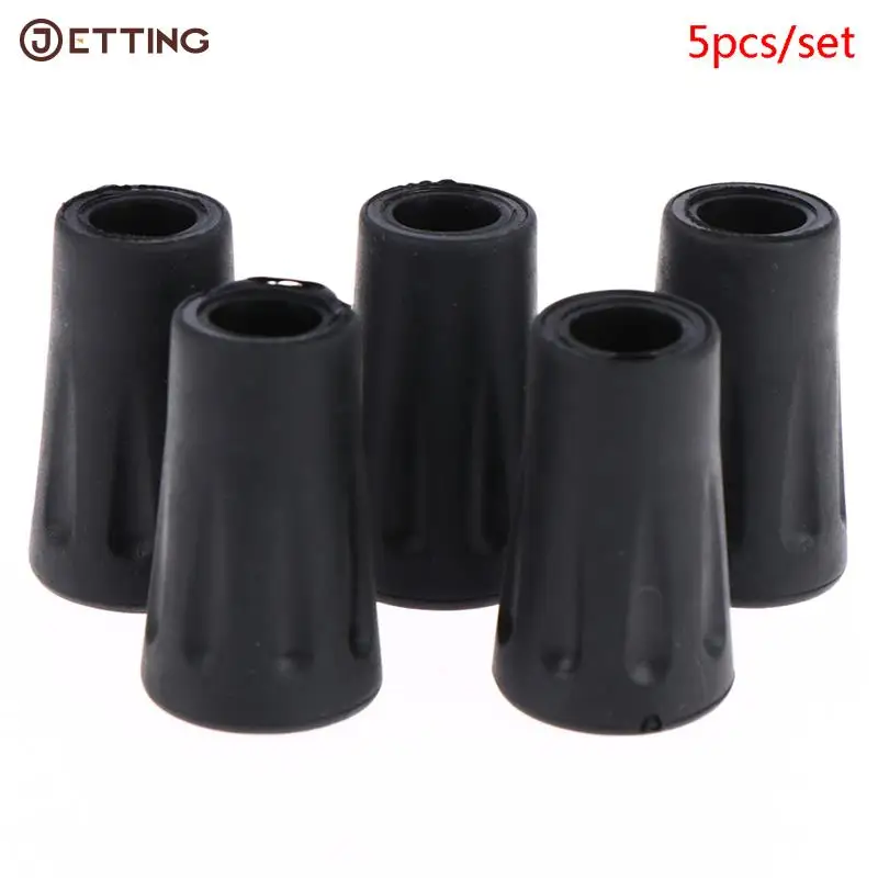 

5Pc/set Black Trekking Pole Nordic Walk Stick Cane Climb Replacement Alpenstock Outdoor Camp Hike Protector Cap Tip Rubber Cover