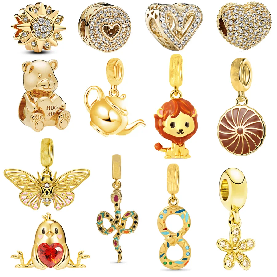 Позолоченный кулон Бесконечная змея Цикада Лев висячие подвески подходят для