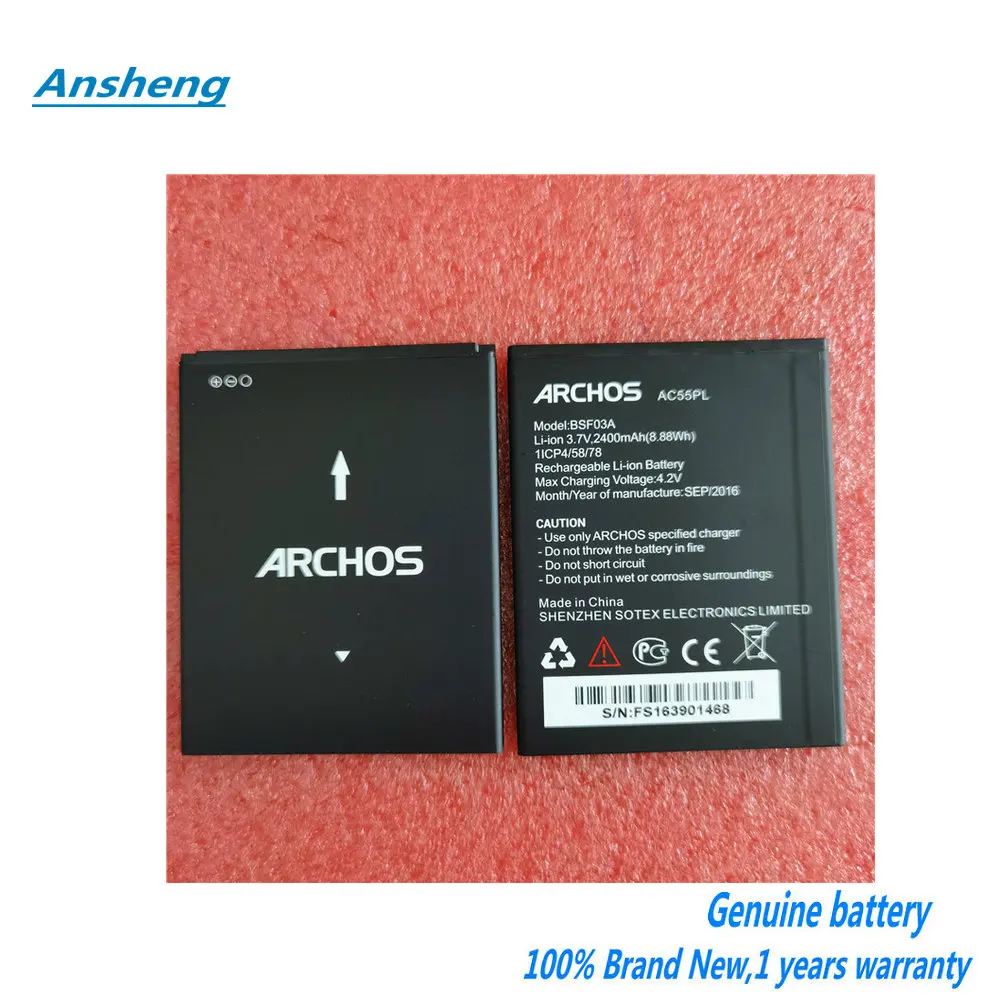 

Original 3.7V 2400mAh BSF03A Battery For ARCHOS Archos 55 Platinum AC55PL Mobile Phone