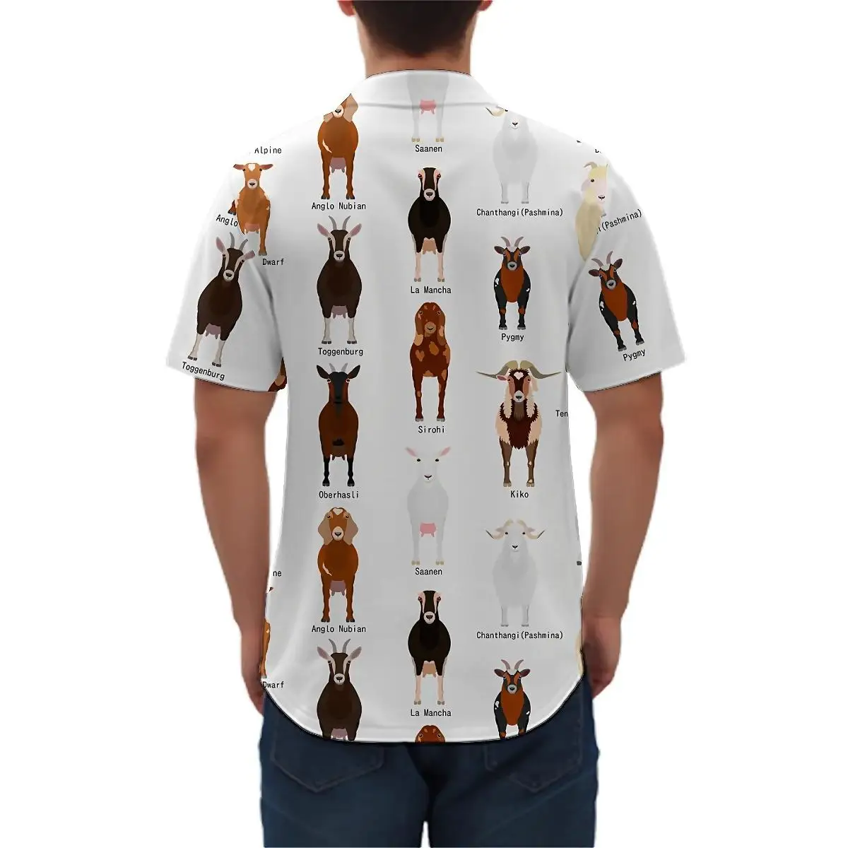 Гавайская рубашка Jumeast Goat с 3D принтом и коротким рукавом зеленый узор полиэстер