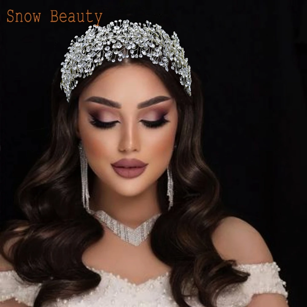 

A107 Silver Wedding Headband Rhinestones Bride Headpiece for Young Girls Headwear Jewelry Crystal Women Tiaras Bride Headdress