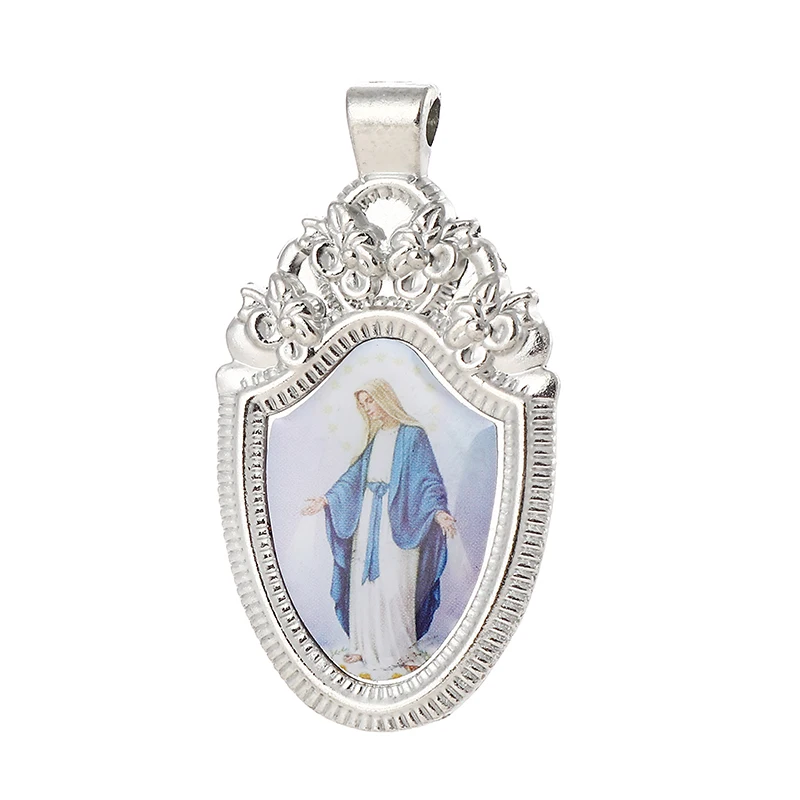 

DIY 6 PCS Cross Charms for Jewelry Making Jesus Keychain Accessories Zinc Alloy Material Wholesale Catholic Saint Images