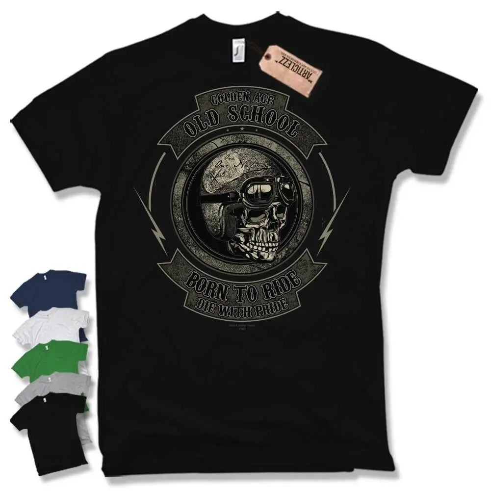 Рожденный Для езды. Футболка для мотоциклистов Oldschool Летняя Хлопковая мужская футболка с коротким рукавом и круглым вырезом, Новинка