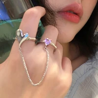 new sweet heart pink trendy chain set rings for women girls temperament high quality fashion party finger jewelry gift