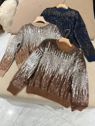 Женский шерстяной свитер с блестками