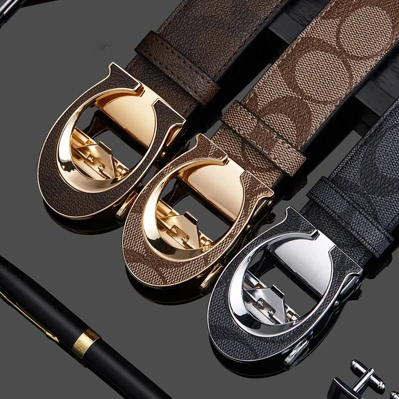 

Men's belt C Letter buckle Genuine Leather Belt Mens Casual Fashion personality gentleman Waistband gold chain belt