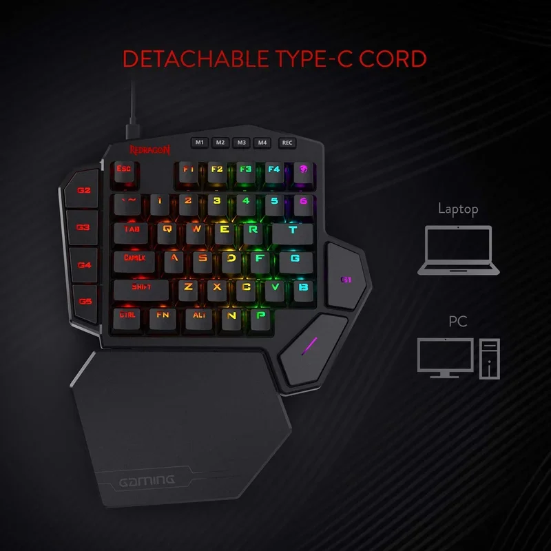 Redragon K585 DITI Одноручная механическая игровая клавиатура RGB подставка для запястий