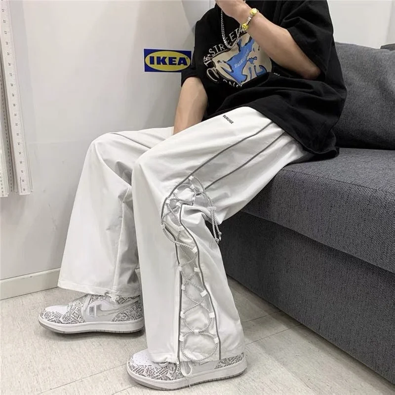 

Pants Women Couple Unisex Hip Hop Summer Ins Thin Joggers All-match Korean Style High Street Casual Side Stripe Mujer Pantalones
