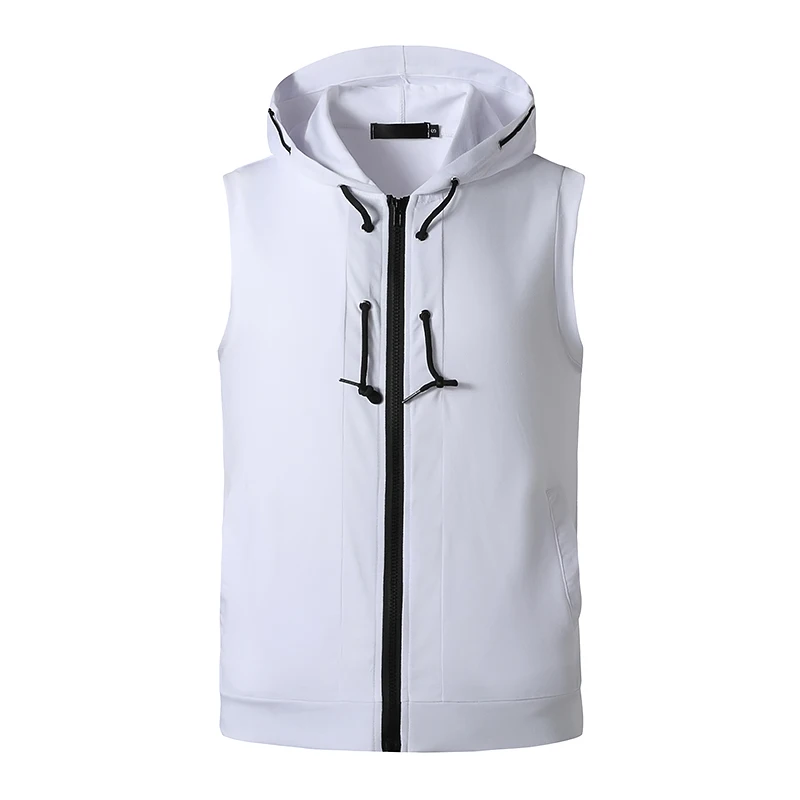 

Mens Athletic Casual Sleeveless Hoodie T Shirts Hipster Contrast Zipper T Shirt Men Hip Hop Streetwear Tops Tees Camisetas XXL