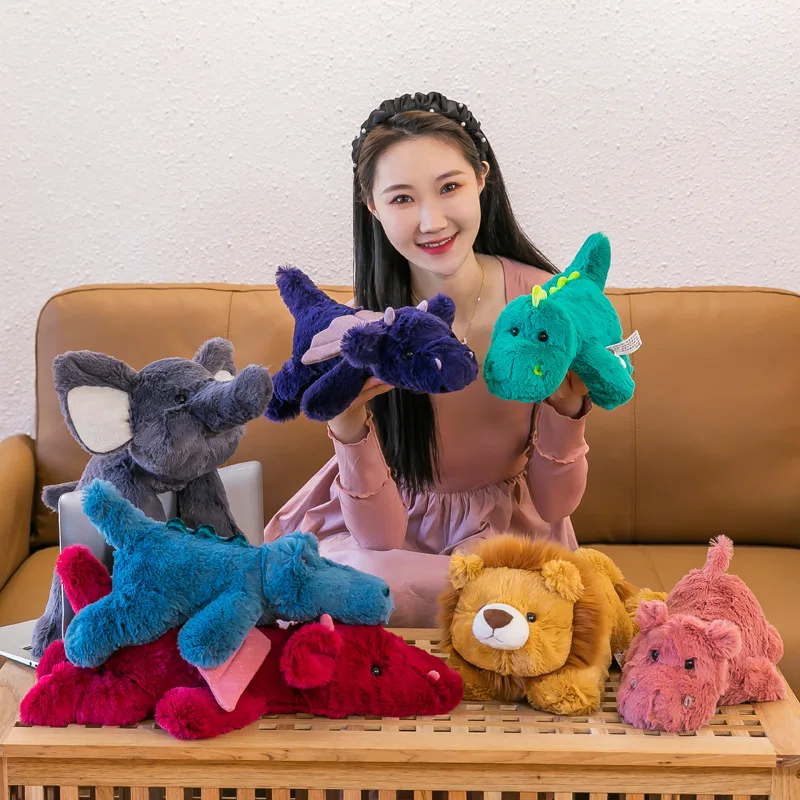 

1pc 40cm Funny Forest Animal Plush Toys Kawaii Lion Elephant Dinosaur Nice Party Doll Decor For Children's Gift Soft Pillow