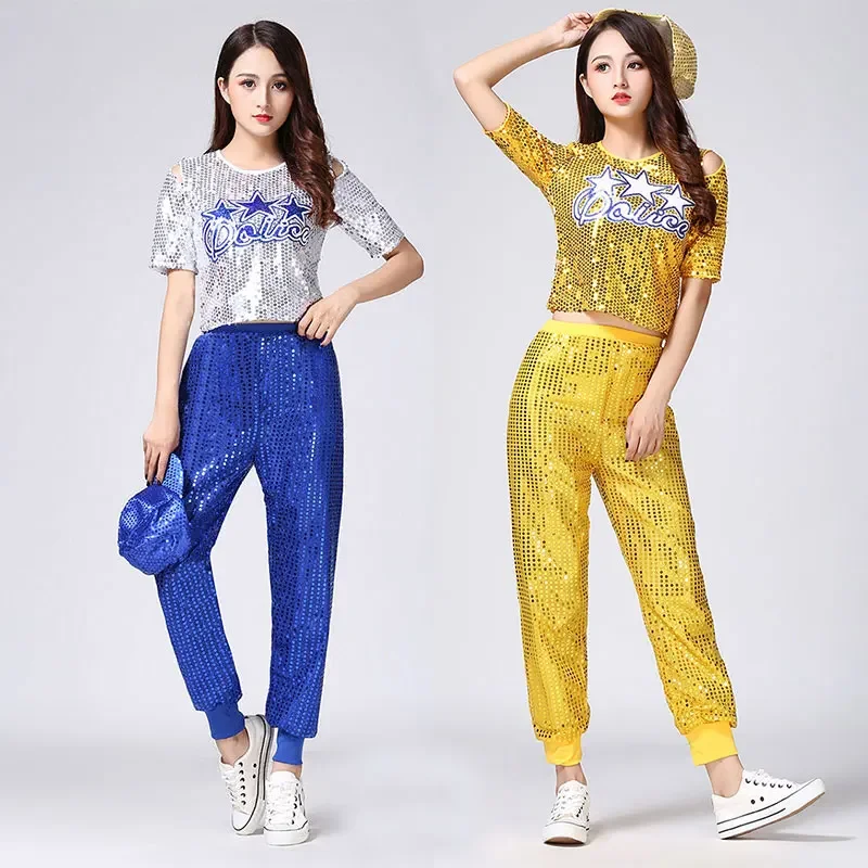 

Modern Sequined Jazz Dance for Women Hip Hop Costumes DS Stage Dance Wear Adult Jazz Clothing Costume Rave Kpop Outfits Top Pant