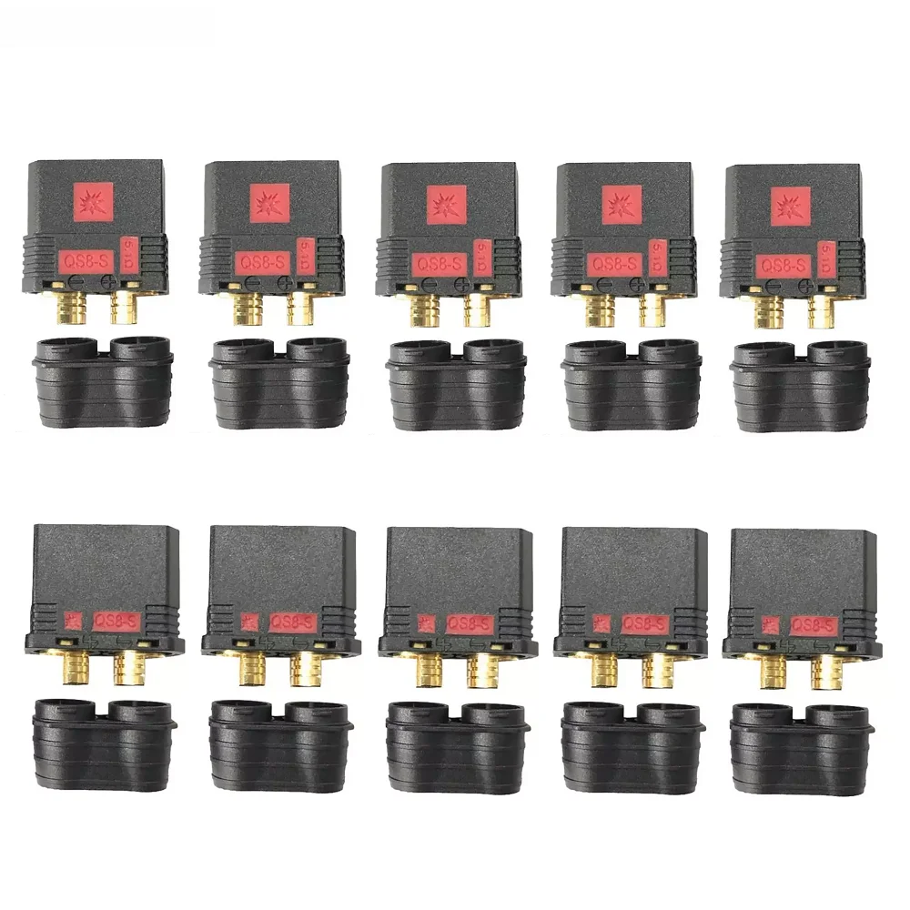 

2/5pair QS8-S Heavy Duty Battery Connector Anti-Spark Gold Connector Large Power Plug for RC Plant protection drone Car Model