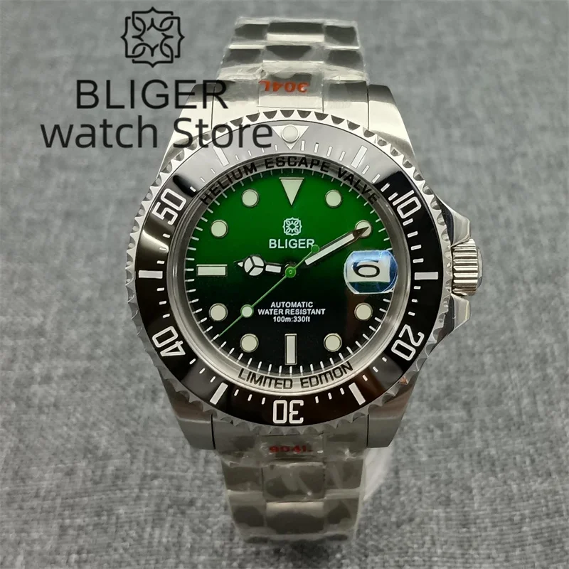 BLIGER 43 мм часы для дайвинга SEA мужчин NH35A автоматические механические наручные с