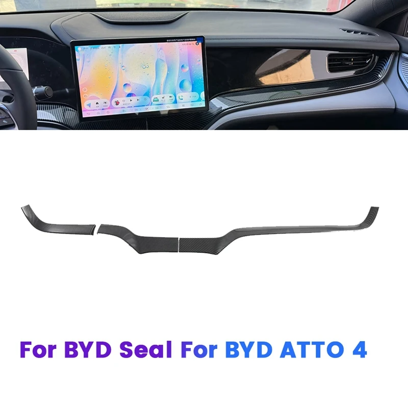 Car Center Dashboard Trim Decoration Strip Carbon Fiber Color For BYD Seal / ATTO 4