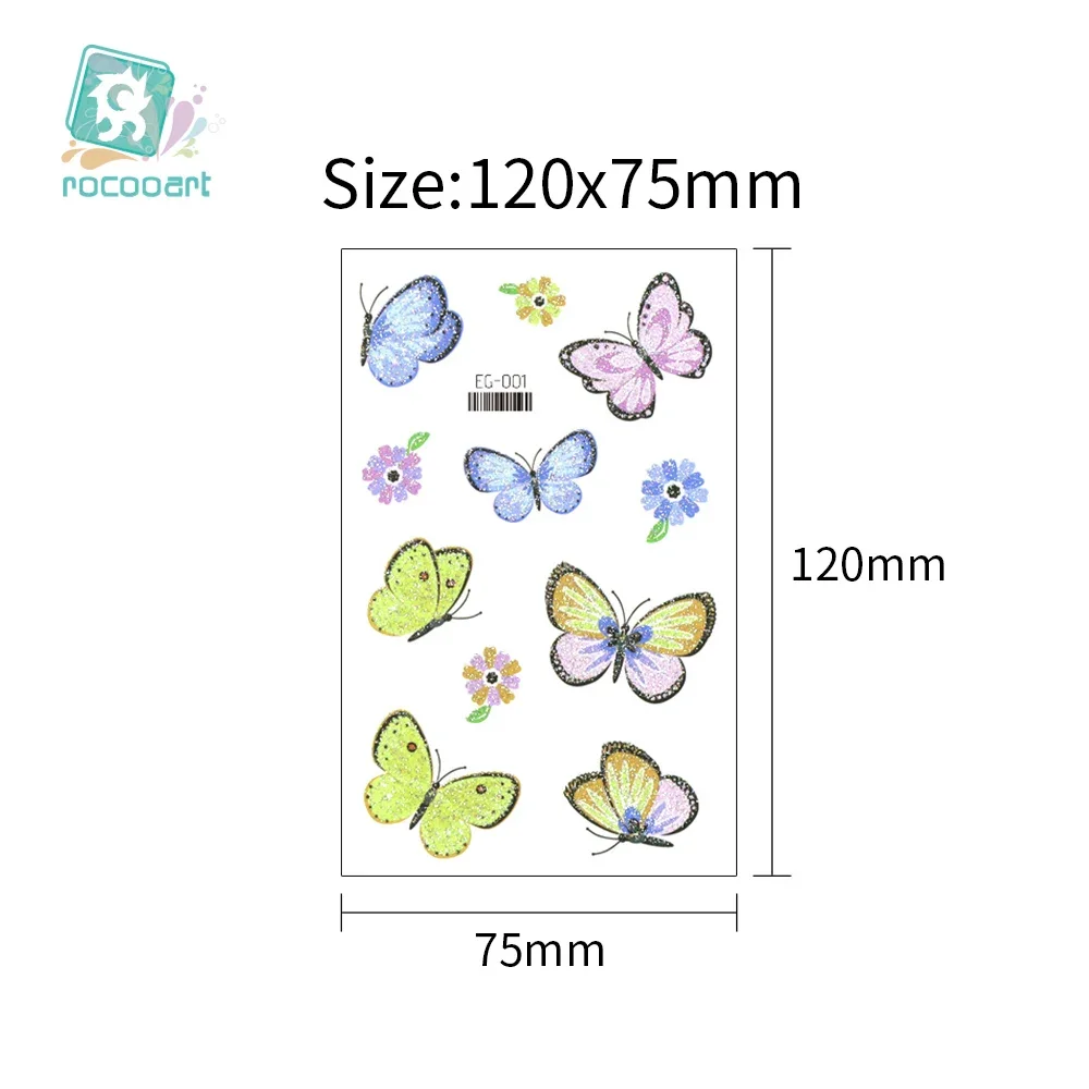 3D Блестящие бабочки временные тату-наклейки Детские татуировки для боди-арта