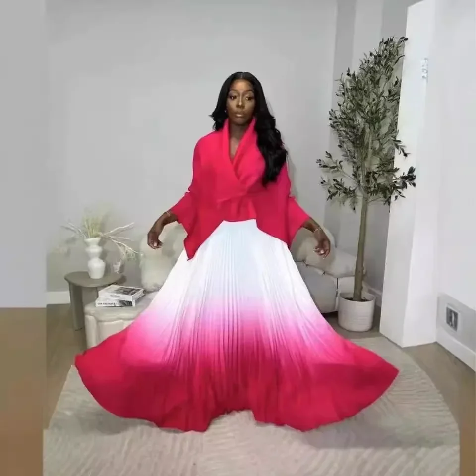 Плиссированная юбка со складками комплект для выпускного вечера свободный