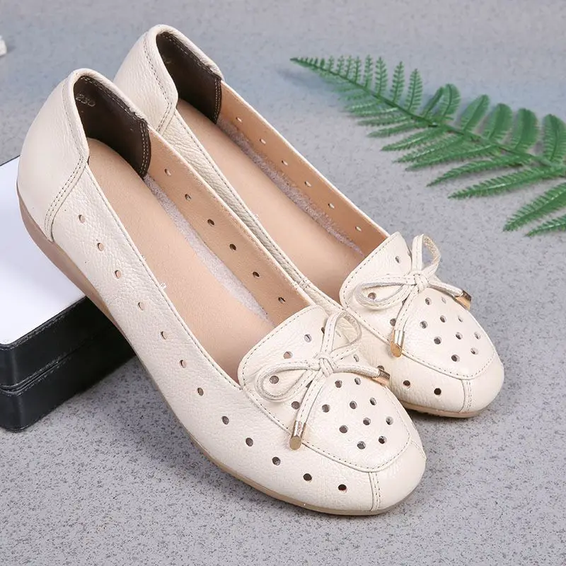 handmade leather ballet flats for women boat shoes big size 42 mother moccasins woman green summer flats lady loafers nice shoes