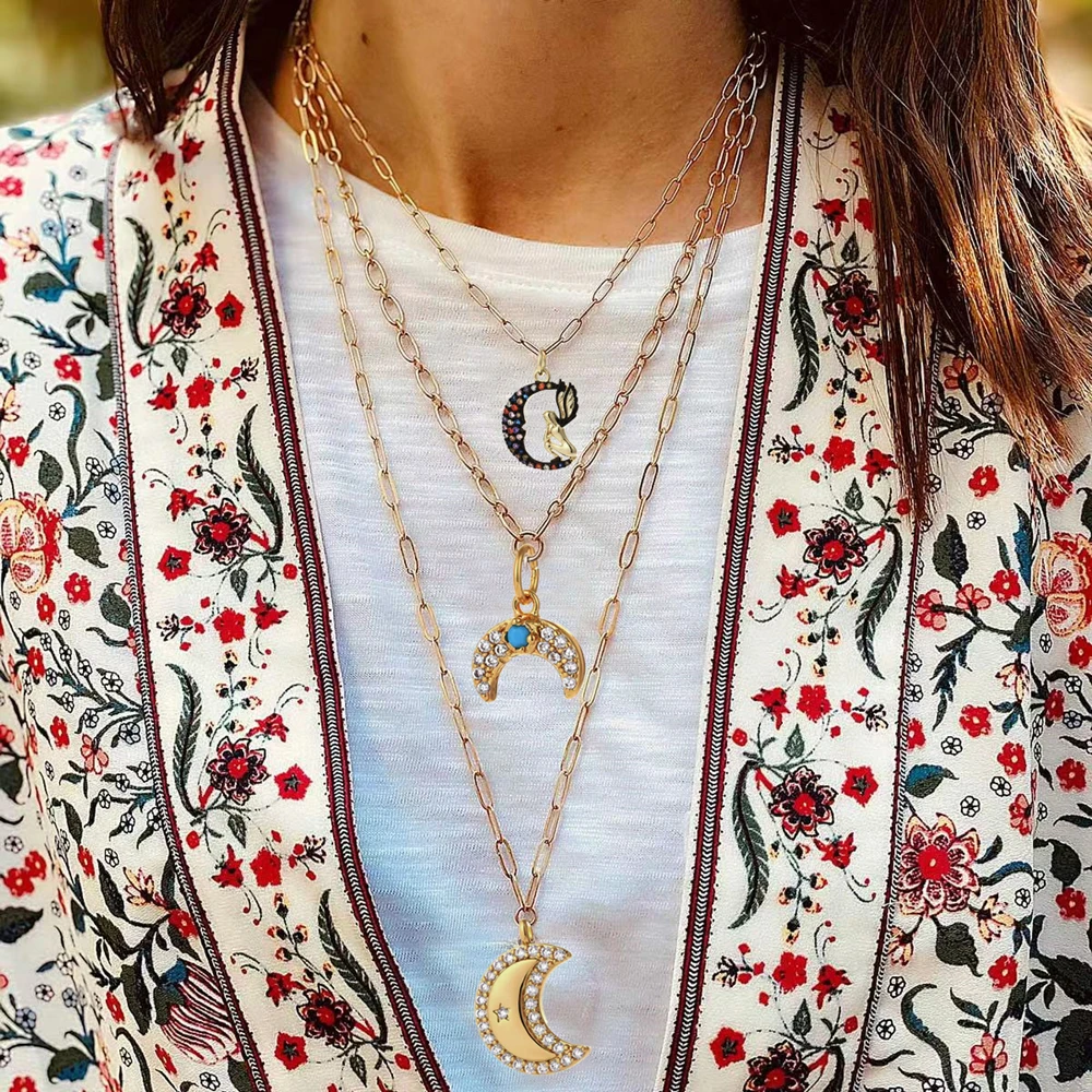 

Romantic Bright CZ Zircon Moon Charms For Jewelry Making Supplies Necklace Pendant Charm Diy Crafts Accessories Designer Charms