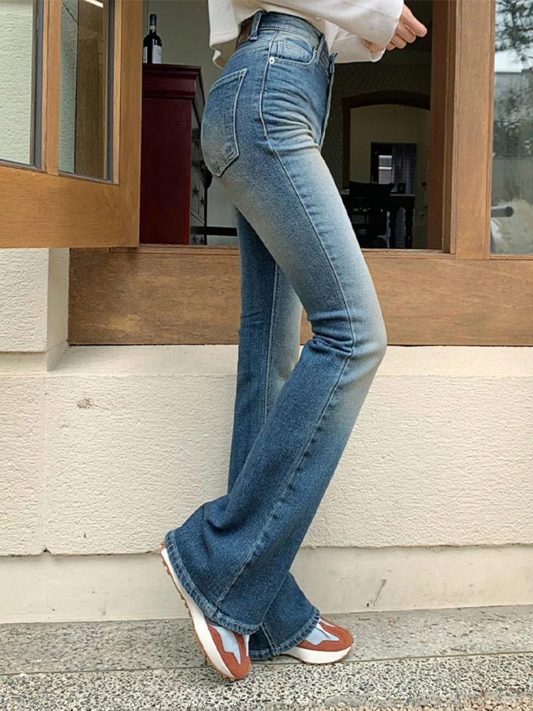 

Retro all-match jeans 2022 spring and autumn new high-waisted slim micro-flare jeans Korean fashion women's clothing