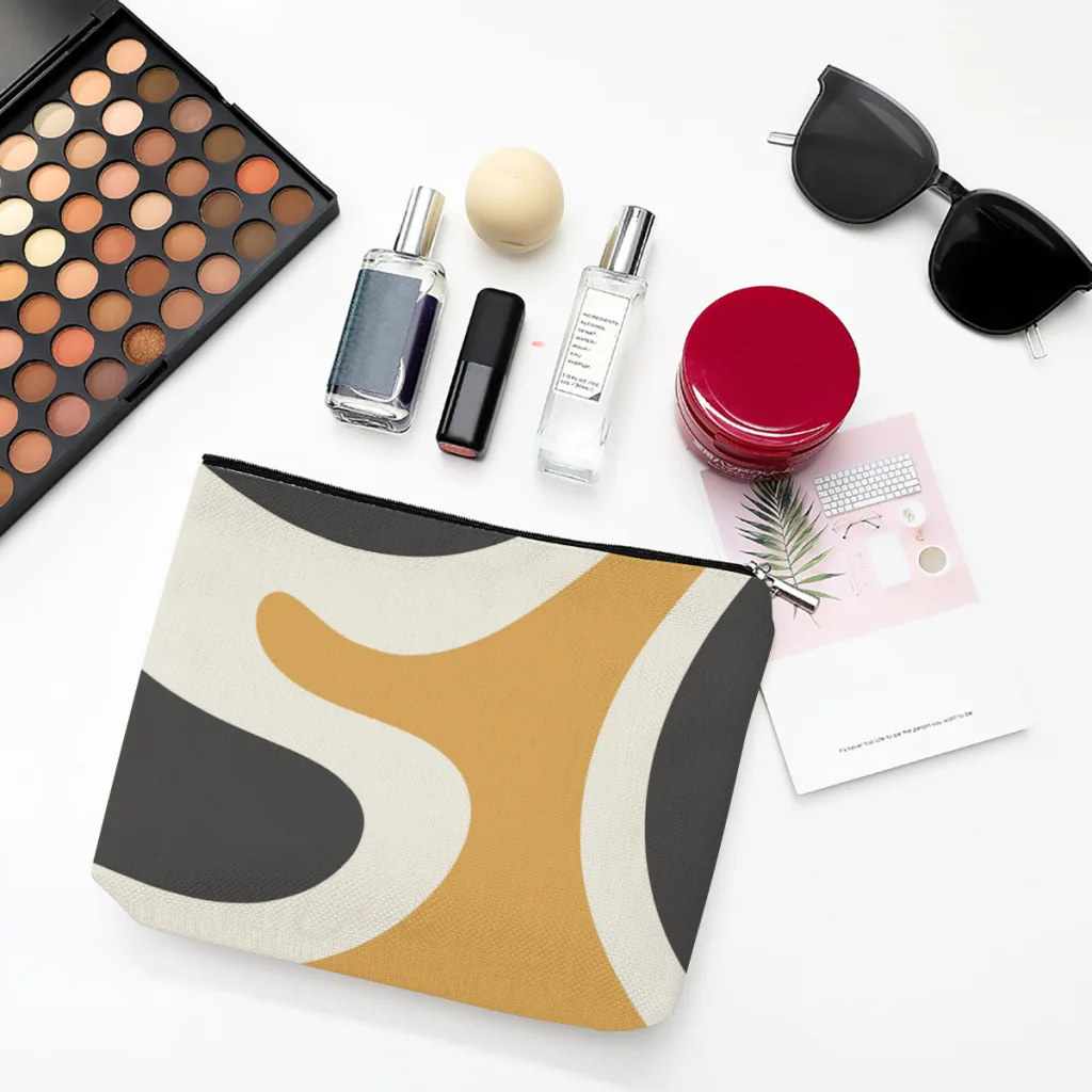

Danish Modern Minimalist Linen Women Cosmetic Bag Pattern Design Makeup Pouch Lady Tote Purse Travel Organizer Case