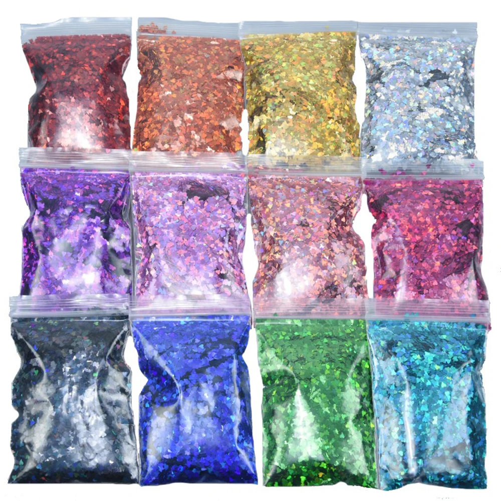 

50G,Heart Flakes 3D Laser Petal Sequins/ Heart Shaped Glitters Flakes For Nail Design Handmade Crafts/ Confetti Halo Glitter 50g